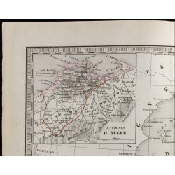 Gravure de 1845 - Carte de l'Algérie et d'Alger - 2