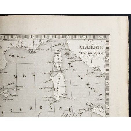 Ancien Plan D'Alger, Gravure Originale De 1880, Ville Côtière D'Algérie, 30,5x47 Cm