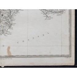 1830c - Carte de Cornouailles et Devon en Angleterre 
