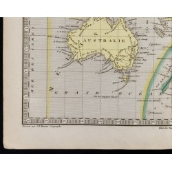 Gravure de 1845 - Carte de l'Océanie & Australie - 4