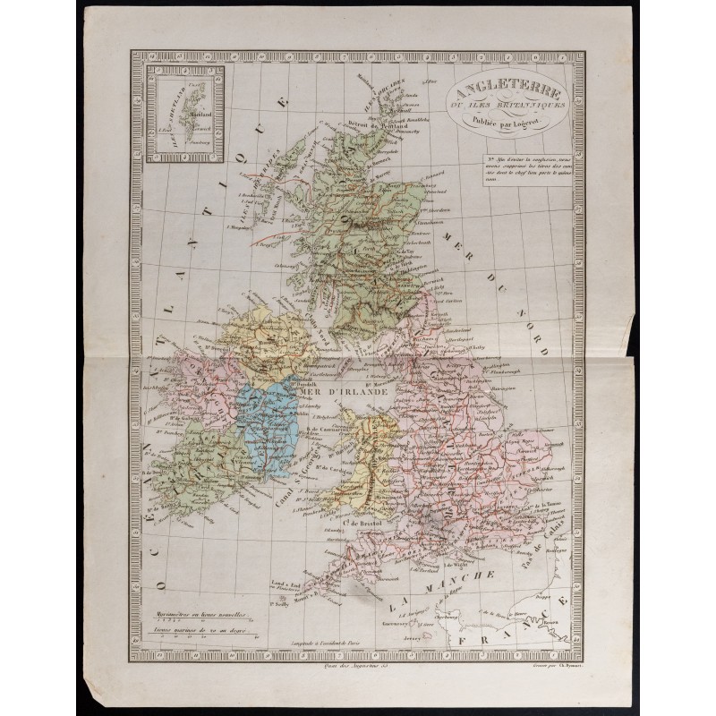 Gravure de 1845 - Îles britanniques - 1