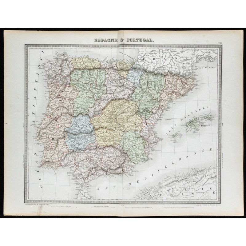 1855 - Carte d'Espagne & Portugal 