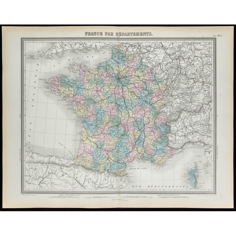 1855 - Carte de France des départements 