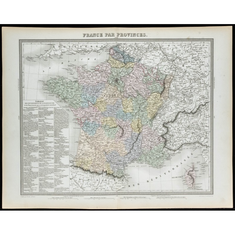 1855 - Carte des provinces de France 