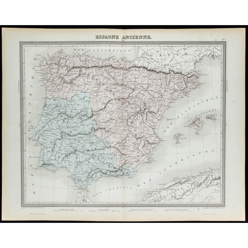 1855 - Carte de l'Espagne ancienne 