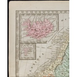 Gravure de 1845 - Carte de la Suède et Danemark - 2