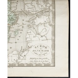 Gravure de 1845 - Carte de la Suède et Danemark - 5