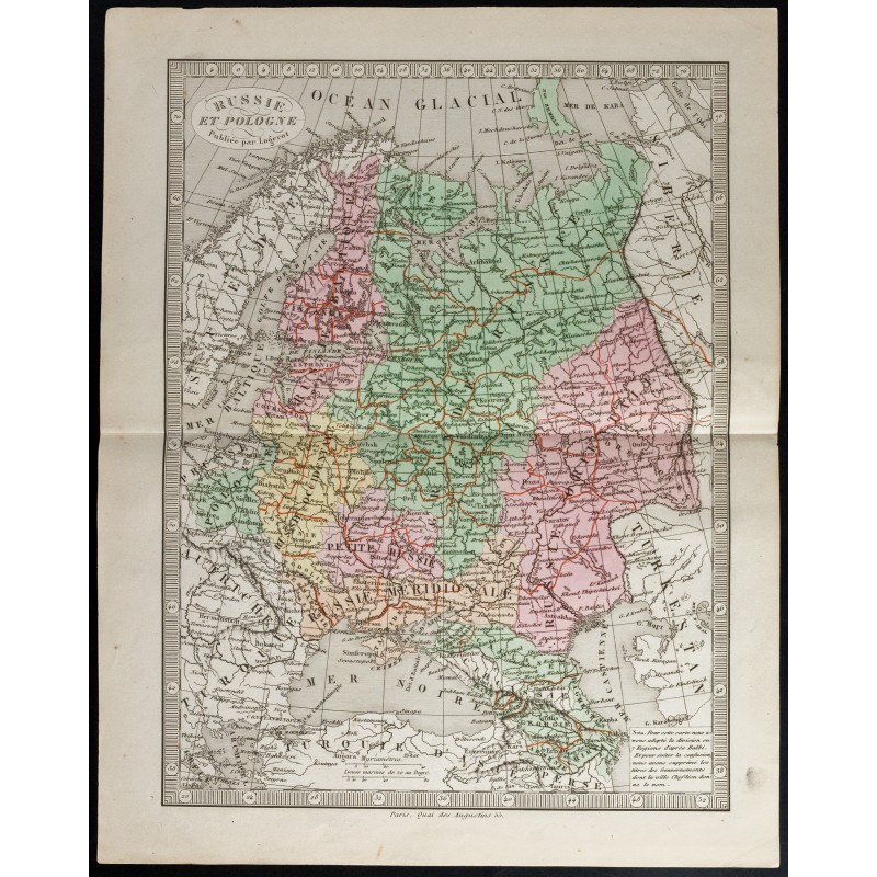 Gravure de 1845 - Russie et Pologne - 1