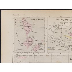 Gravure de 1855 - Carte des Colonies Françaises en Amérique - 2