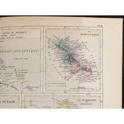 Gravure de 1855 - Carte des Colonies Françaises en Amérique - 3