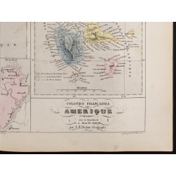 Gravure de 1855 - Carte des Colonies Françaises en Amérique - 5