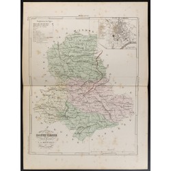 Gravure de 1855 - Carte du département de la Haute-Vienne - 1