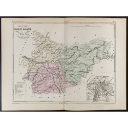 Gravure de 1855 - Carte du département du Tarn et Garonne - 1