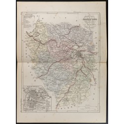 Gravure de 1855 - Carte du département de Seine et Oise - 1