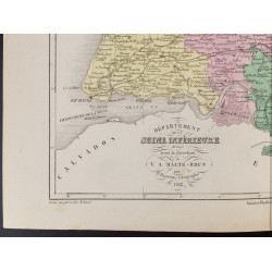 Gravure de 1855 - Carte du département de la Seine Maritime (Inférieure) - 4