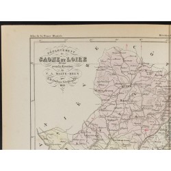 Gravure de 1855 - Carte du département de la Saone et Loire - 2