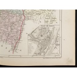 Gravure de 1855 - Carte du département de la Saone et Loire - 5