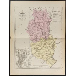 Gravure de 1855 - Carte du département du Rhône - 1