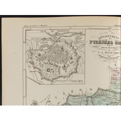 Gravure de 1855 - Carte du département des Pyrénées Orientales - 2