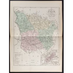 Gravure de 1855 - Carte du département de la Nièvre - 1