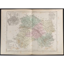 Gravure de 1855 - Carte du département de la Marne - 1