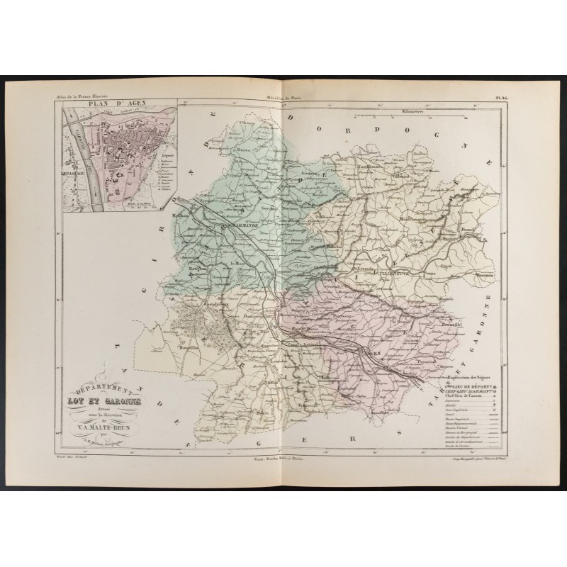 Gravure de 1855 - Carte du département du Lot-et-Garonne - 1