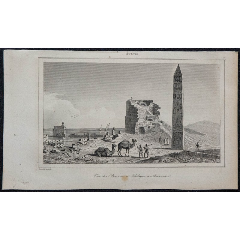 1839 - Tour des Romains et Obélisque à Alexandrie 1839 - Tour des Romains et Obélisque à Alexandrie
