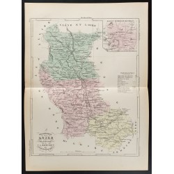 Gravure de 1855 - Carte du département de la Loire - 1