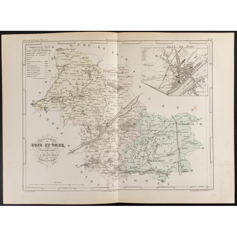 Gravure de 1855 - Carte du département du Loir et Cher - 1