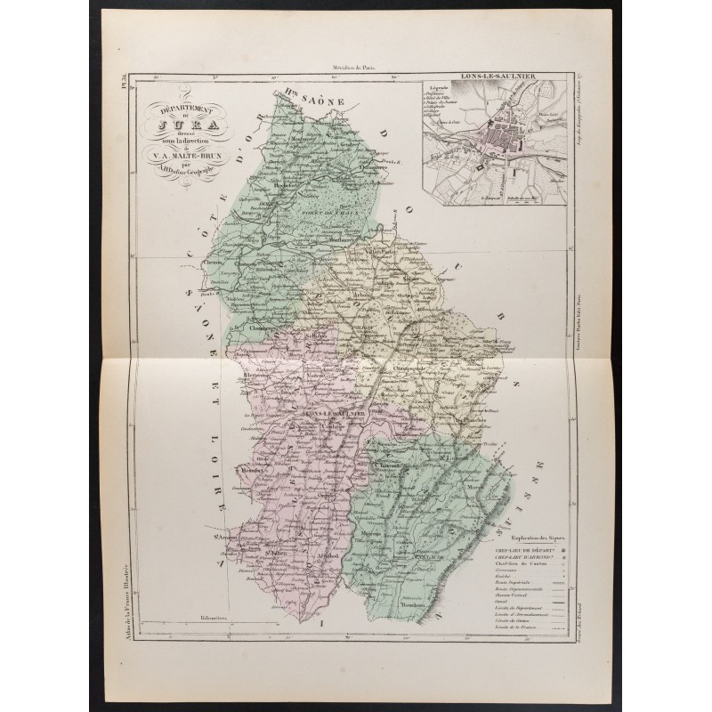 Gravure de 1855 - Carte du département du Jura - 1