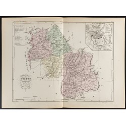 Gravure de 1855 - Carte du département de l'Isère - 1