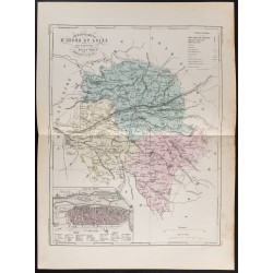 Gravure de 1855 - Carte du département d'Indre et Loire - 1