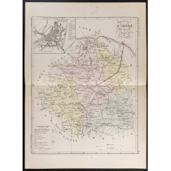 Gravure de 1855 - Carte du département de l'Indre - 1