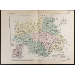 Gravure de 1855 - Carte du département du Gers - 1