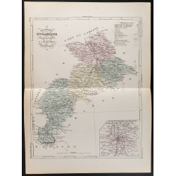 Gravure de 1855 - Carte du département de la Haute Garonne - 1