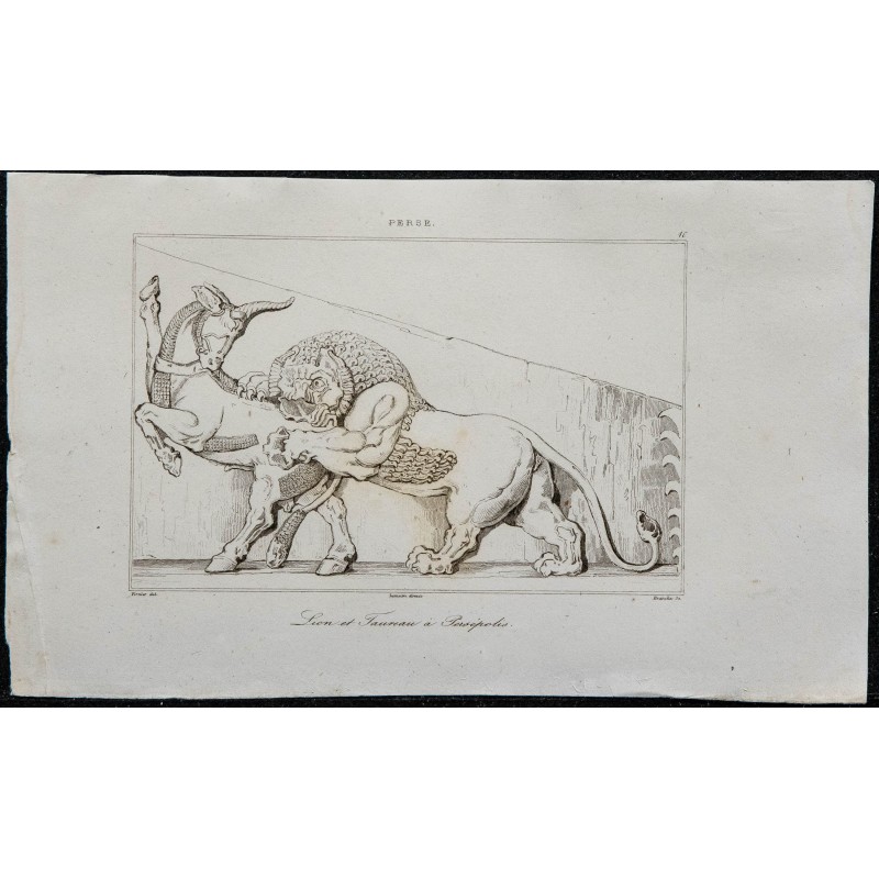 1841 - Bas-relief : Lion et Taureau à Persépolis 