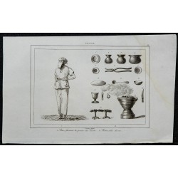 1841 - Ustensiles iraniens avec figure en prière 