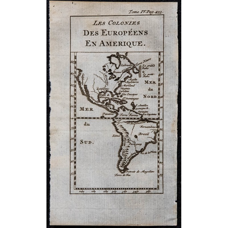 1743 - Carte des Colonies Européennes en Amérique 