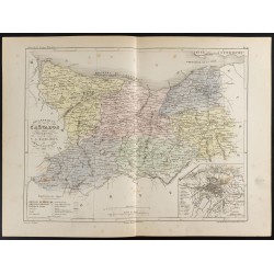 Gravure de 1855 - Carte du département du Calvados - 1