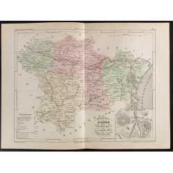 Gravure de 1855 - Carte du département de l'Aude - 1