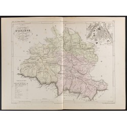 Gravure de 1855 - Carte du département de l'Ariège - 1