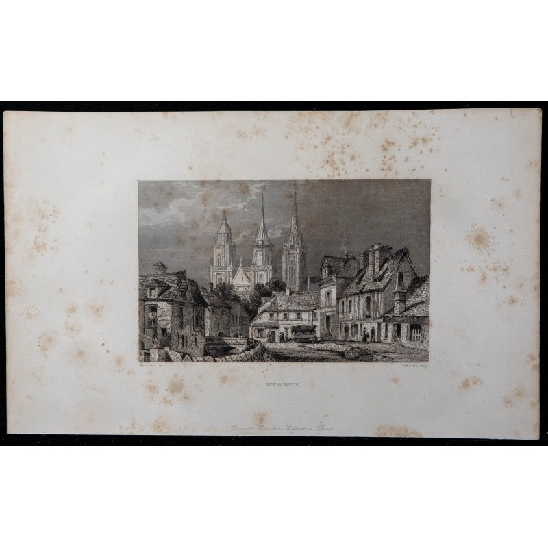 1844 - Vue de la cathédrale d'Évreux 