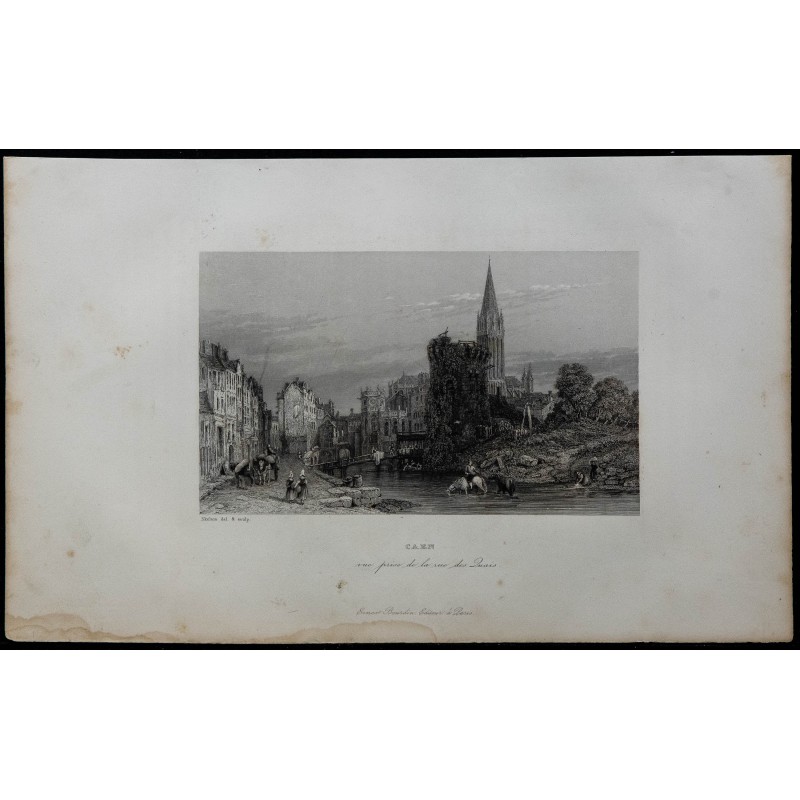 1844 - Vue de Caen depuis la rue des Quais 