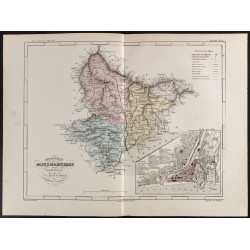 Gravure de 1855 - Carte du département des Alpes Maritimes - 1