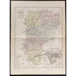 Gravure de 1855 - Carte du département de l'Aisne - 1