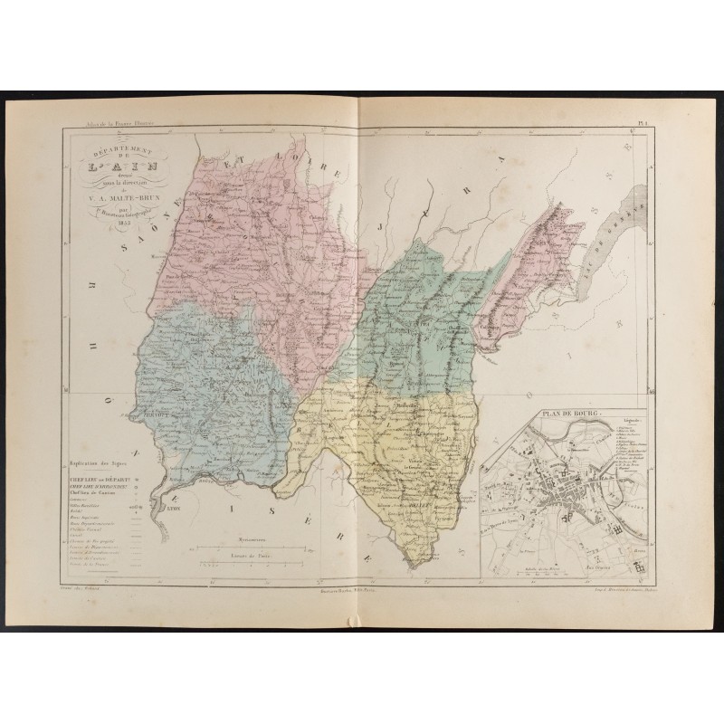 Gravure de 1855 - Carte du département de l'Ain - 1