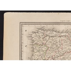 Gravure de 1840 - Carte d'Espagne et du Portugal - 2