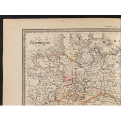 Gravure de 1840 - Carte d'Allemagne - 2