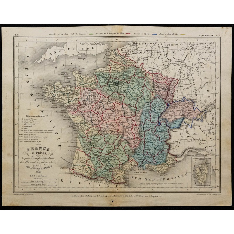 1869 - Carte de France & Suisse 
