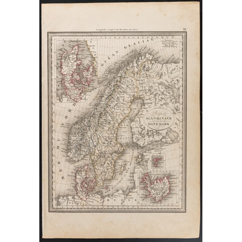 Gravure de 1840 - Carte de Scandinavie & Danemark - 1